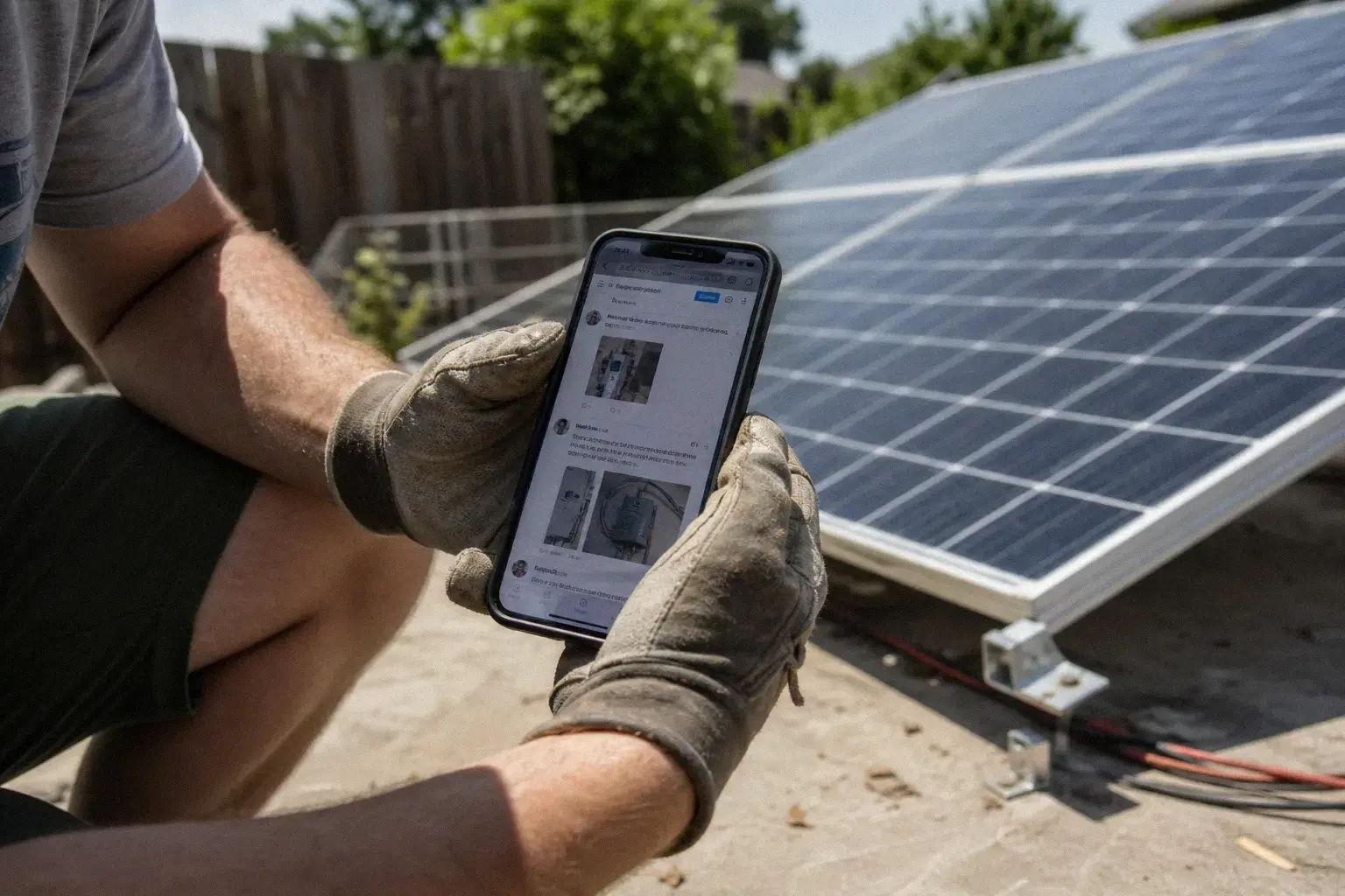 DIY solar installation community forum showing project build thread