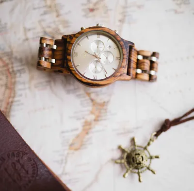 Solar-powered watch on a wrist in sunlight