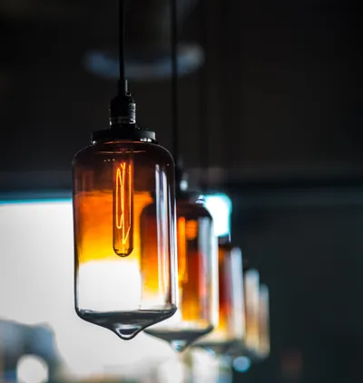Decorative solar lights arranged in a garden setting