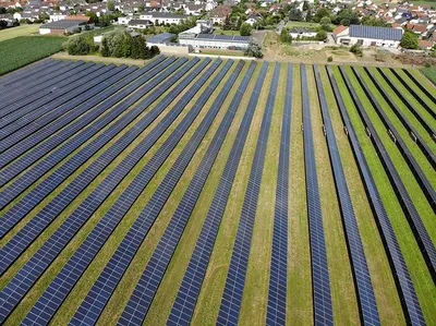 Aerial view of one of the largest solar farms in the world