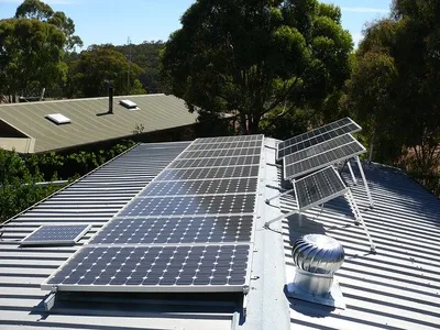 Rooftop solar panel system on a residential home