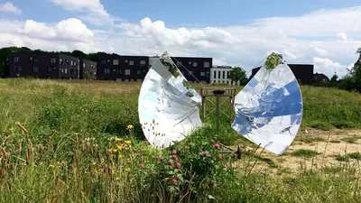 Solar-powered kitchen appliances on a countertop