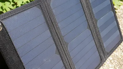 Solar power bank charging in direct sunlight