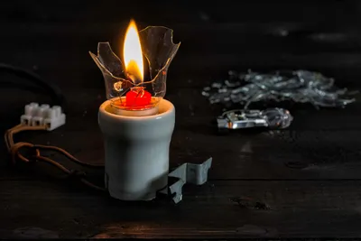 Solar tea light candles arranged on an outdoor table