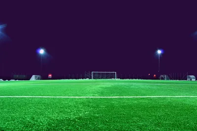 Solar-powered flood lights illuminating a backyard